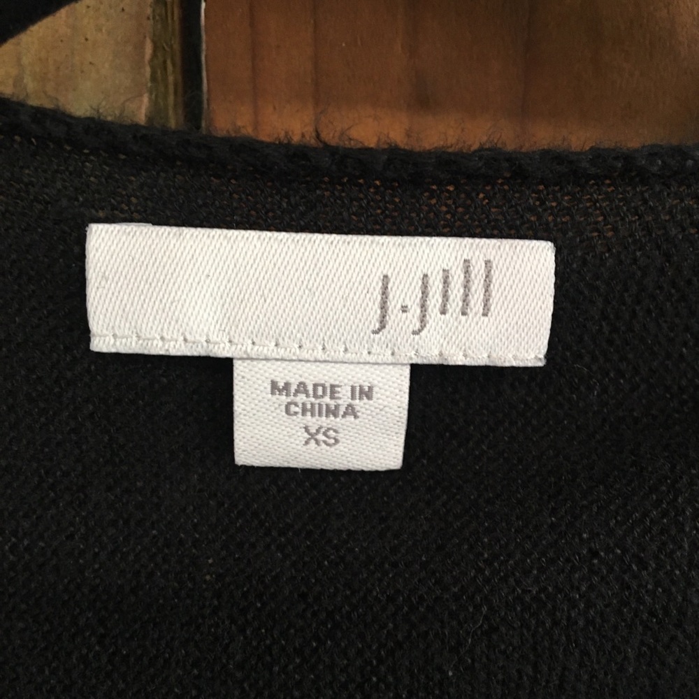 J Jill Cropped Open Black Linen Blend Cardigan GUC - Picture 7 of 8